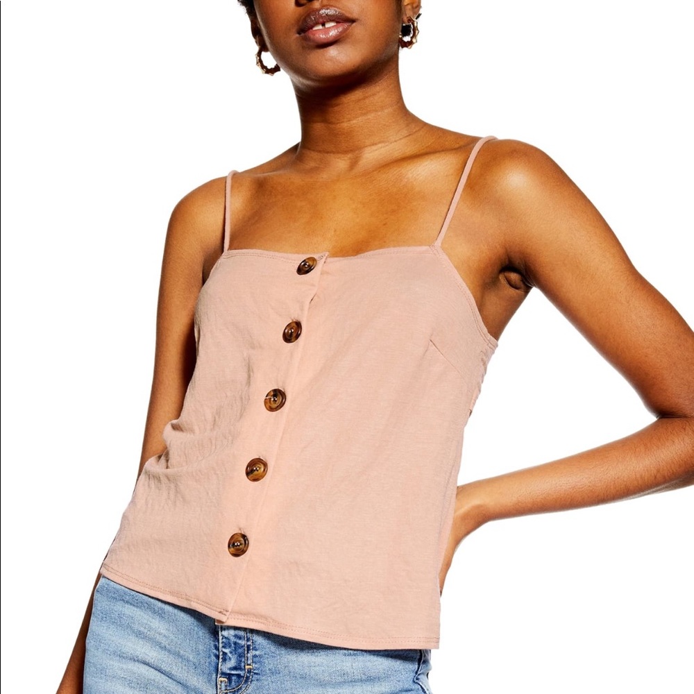 Topshop button bow back tank